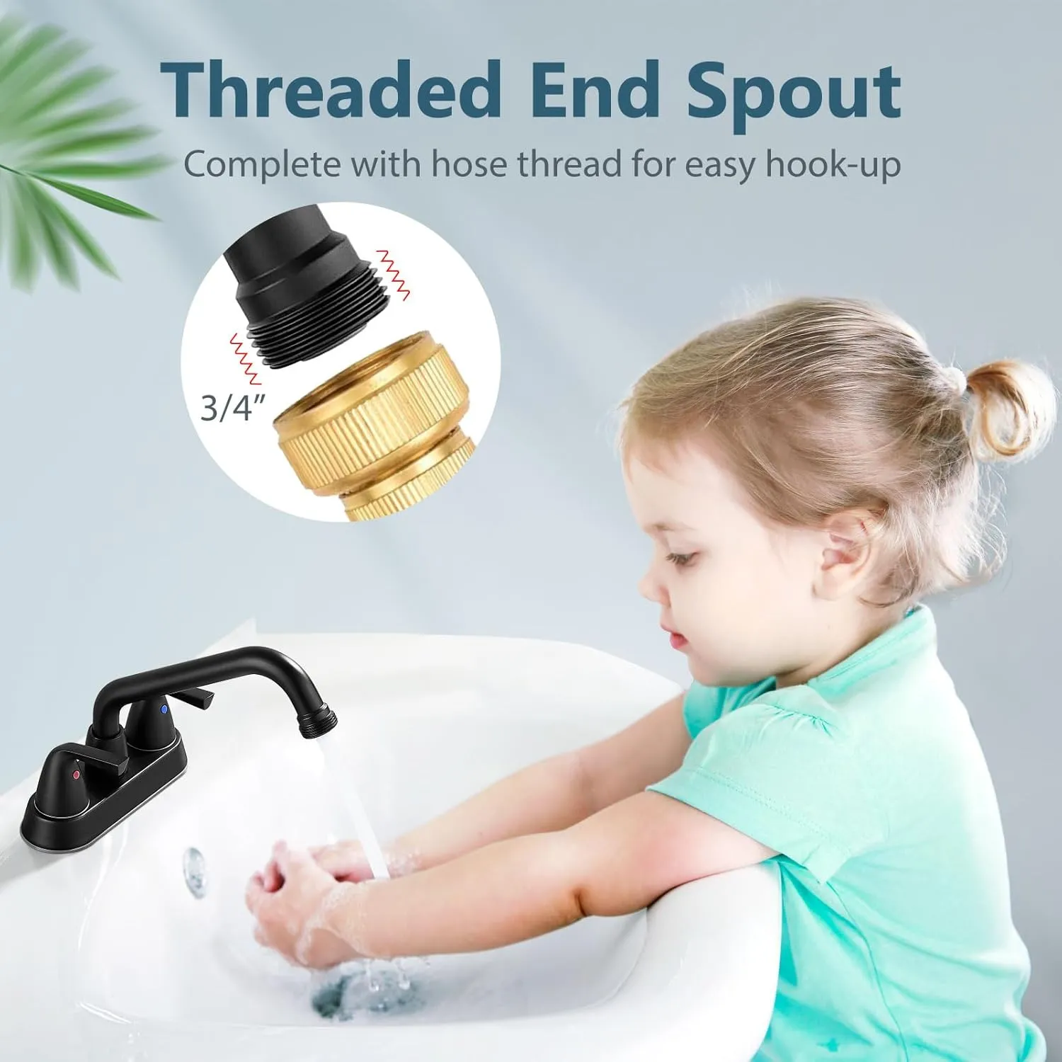 Aolemi Utility Laundry Sink Faucet,4 Inch Centerest Laundry Faucets for Utility Sink,Laundry & Utility Room Sink Faucet,with Swivel Spout and NPT3/4 Threaded End,2 Arc Handles,Matte Black