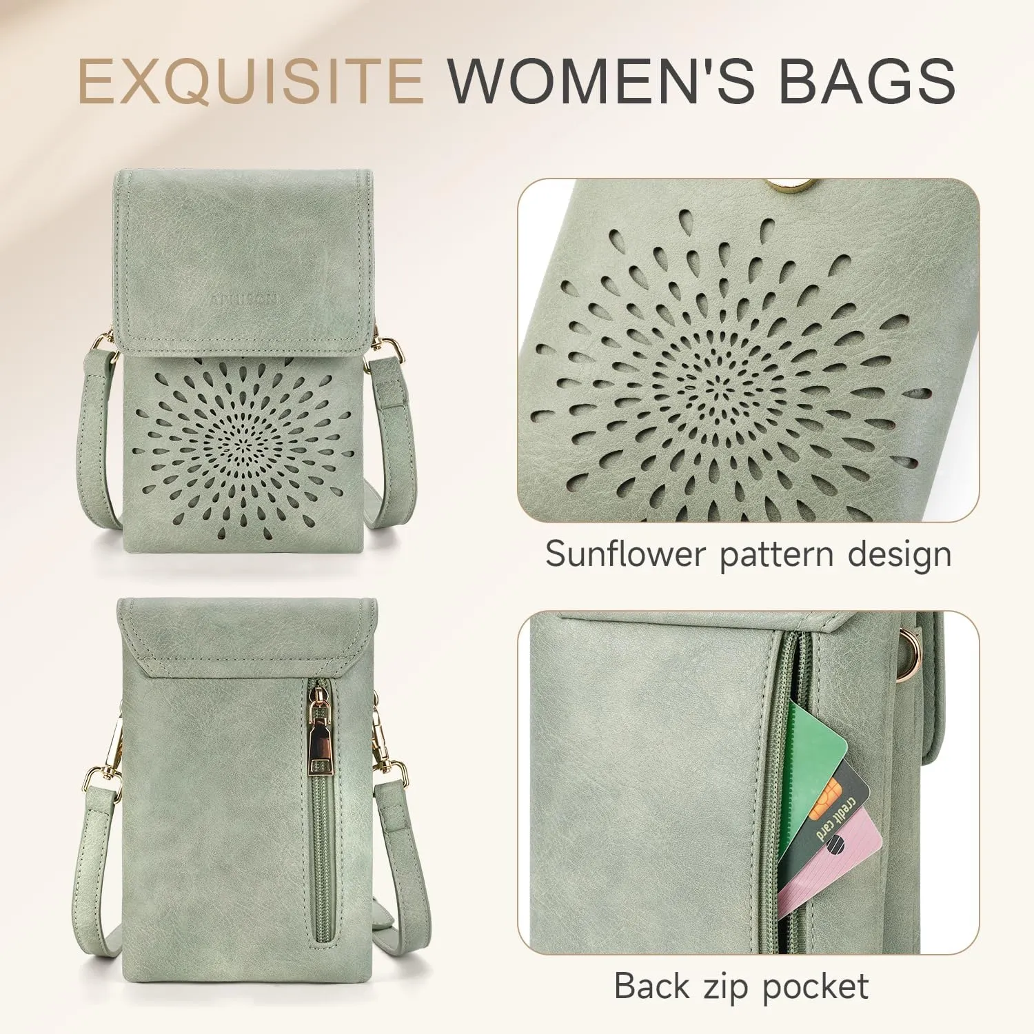 APHISON Small Crossbody Bags for Women Trendy, Leather Crossbody Phone Purses Handbags with Adjustable Strap
