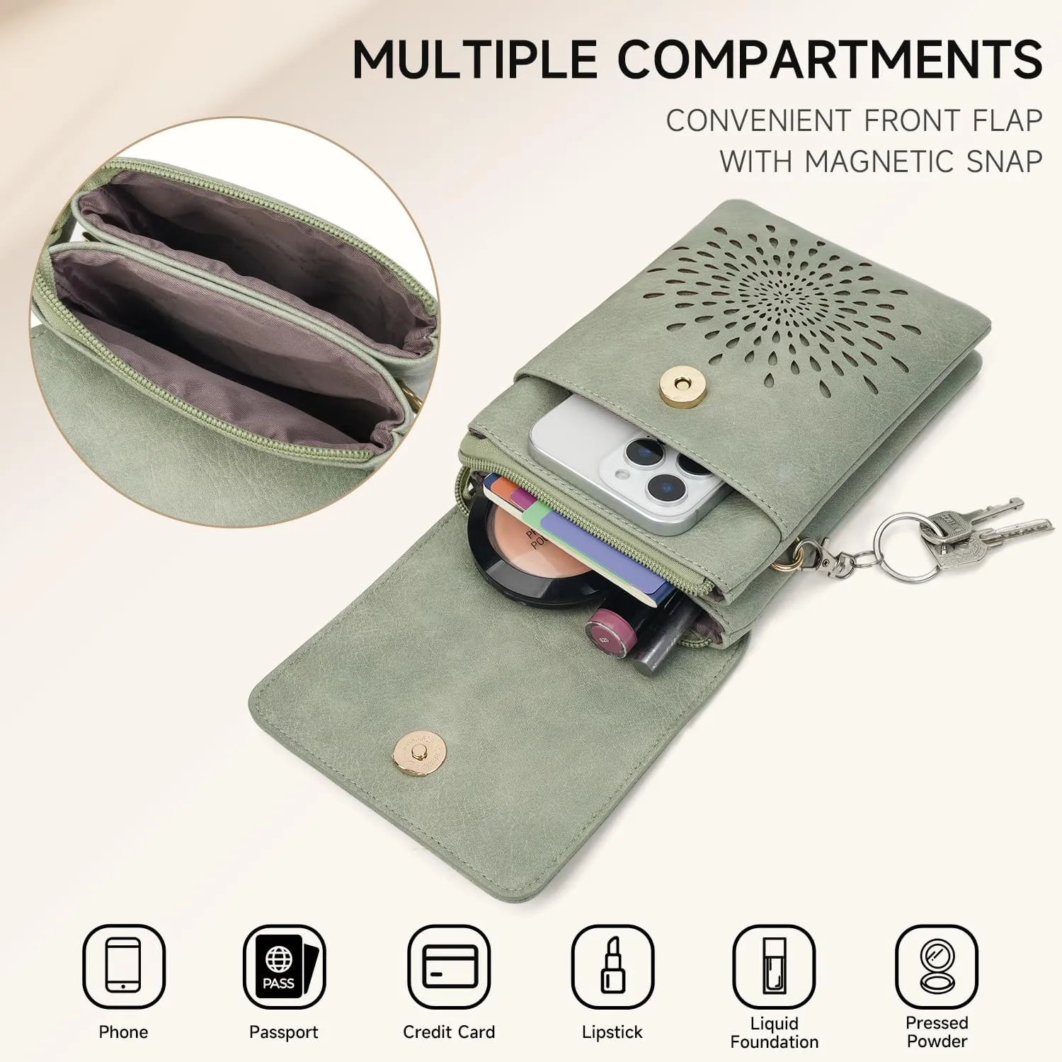 APHISON Small Crossbody Bags for Women Trendy, Leather Crossbody Phone Purses Handbags with Adjustable Strap