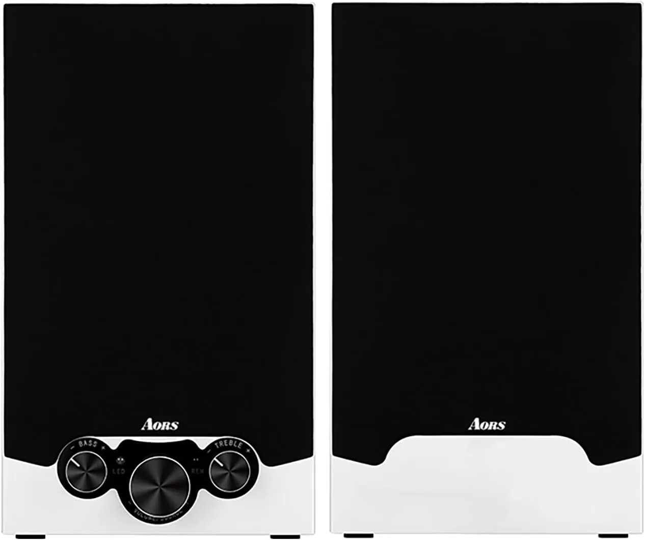 AS-43 Bluetooth Bookshelf Speaker, 50W X 2 Active TV Speaker with 4” Woofer, Turntable Speaker with Optical/RCA/SUB Out Input for PC/TV and Projector (White)