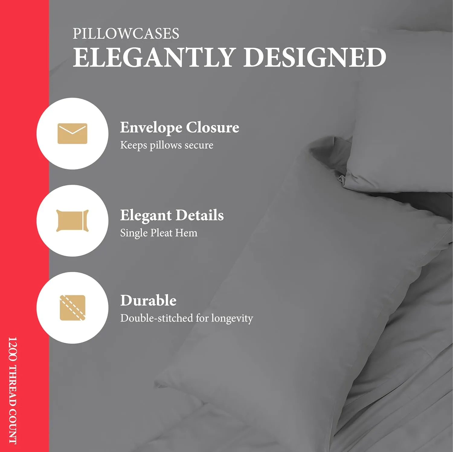 Ashton Sheets 100% Egyptian Cotton Sheets Queen Size - 1200 Thread Count 4 PC Queen Sheet Set Egyptian Cotton, Sateen Luxury Sheets Queen Size, High Thread Count Sheets, 17" Deep Pocket - Dark Grey