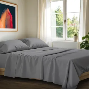 Ashton Sheets 100% Egyptian Cotton Sheets Queen Size - 1200 Thread Count 4 PC Queen Sheet Set Egyptian Cotton, Sateen Luxury Sheets Queen Size, High Thread Count Sheets, 17" Deep Pocket - Dark Grey