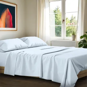 Ashton Sheets 100% Egyptian Cotton Sheets Queen Size - 1200 Thread Count 4 PC Queen Sheet Set Egyptian Cotton, Sateen Luxury Sheets Queen Size, High Thread Count Sheets, 17" Deep Pocket - Light Blue
