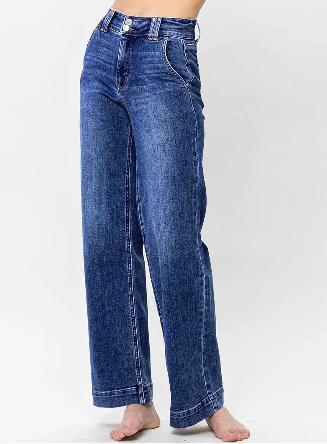Astylish Jeans for Women Wide Leg High Waisted Stretchy Straight Leg Jean Baggy Trendy 2025 Denim Pants with Slanted Pockets