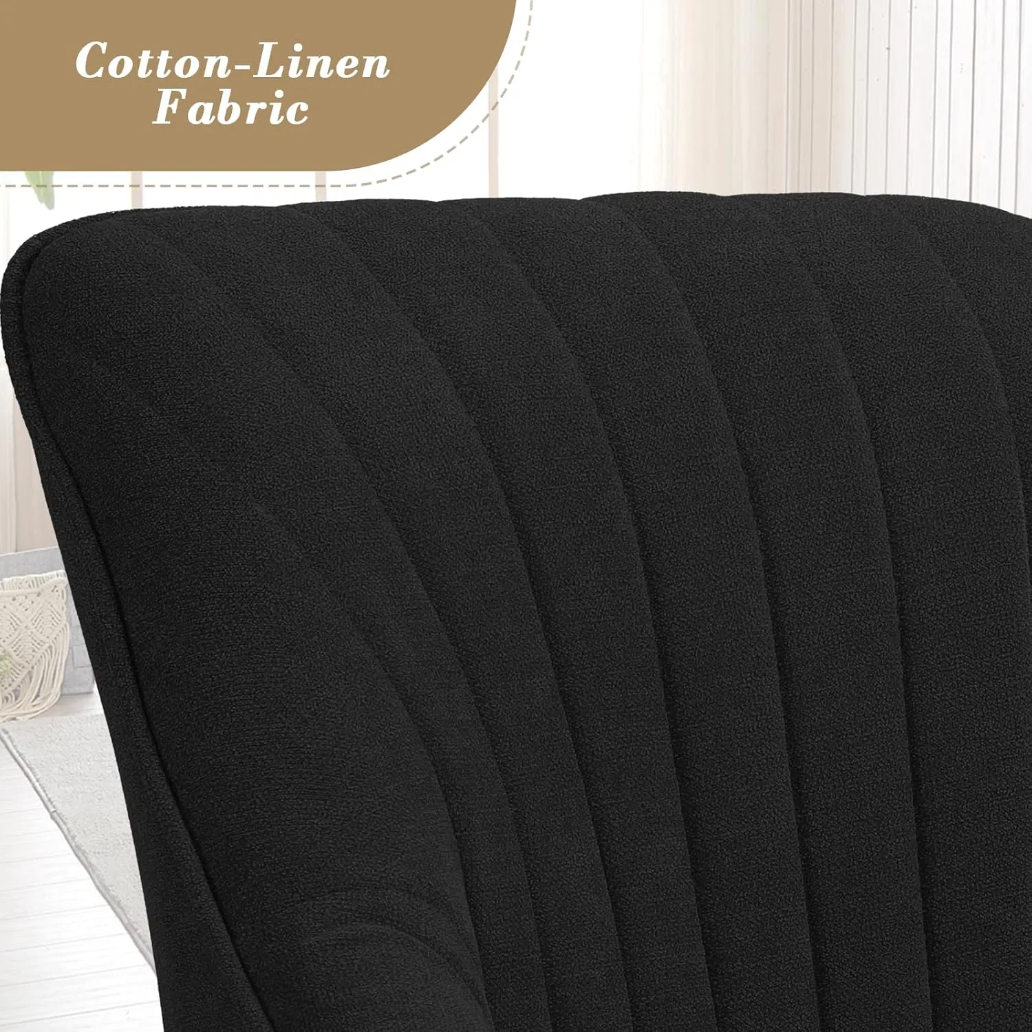 Athena Collection Modern Accent Chair, Comfy Swivel Reading Chair for Adults, Soft Upholstered Fabric Armchair with Wooden Legs for Living Room, Bedroom, Dorm, Office, Black
