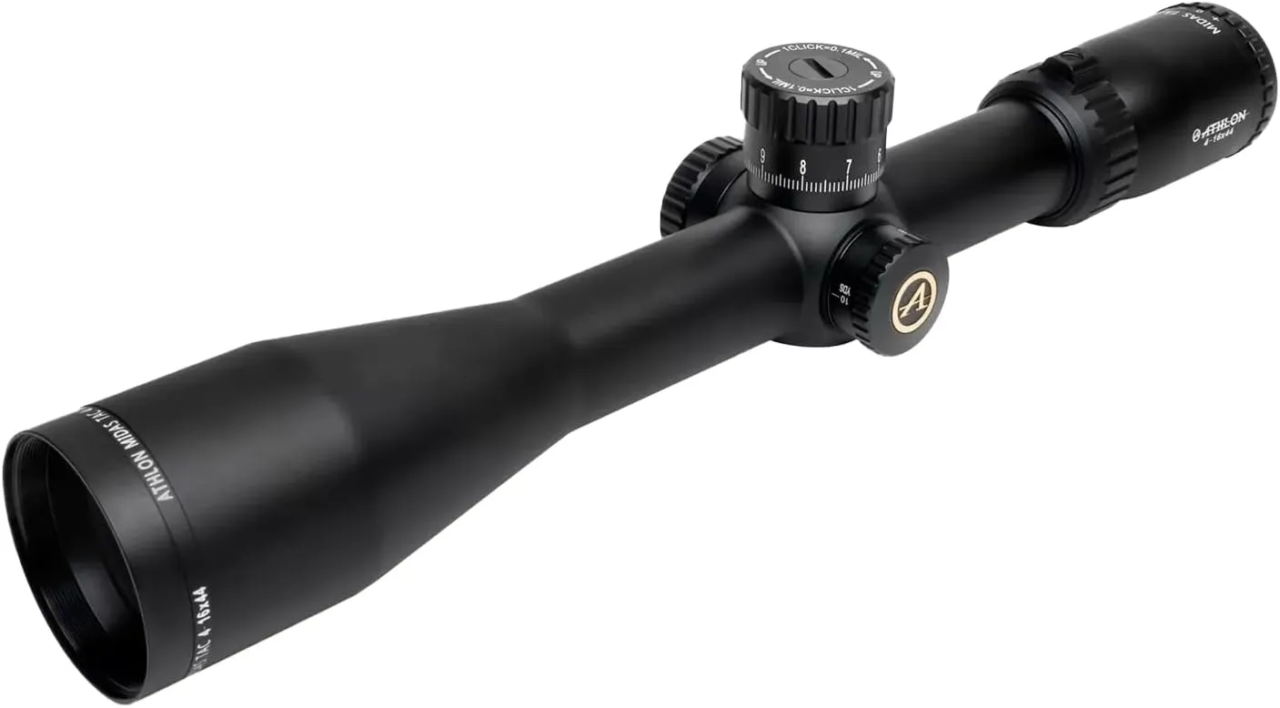 Athlon Optics Midas TAC HD 4-16x44 F1 30mm Tube ZeroStop Shockproof Weatherproof Hunting Long-Range Target Shooting Gun Scope | APRS2 FFP MIL Reticle