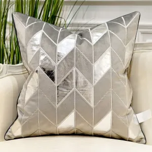 Avigers 18 x 18 Inches Grey Silver Striped Cushion Case Luxury European Throw Pillow Cover Decorative Pillow for Couch Living Room Bedroom Car