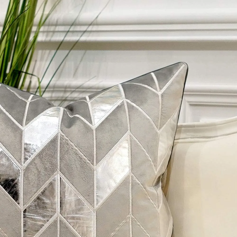 Avigers 18 x 18 Inches Grey Silver Striped Cushion Case Luxury European Throw Pillow Cover Decorative Pillow for Couch Living Room Bedroom Car