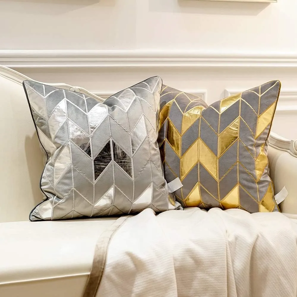 Avigers 18 x 18 Inches Grey Silver Striped Cushion Case Luxury European Throw Pillow Cover Decorative Pillow for Couch Living Room Bedroom Car
