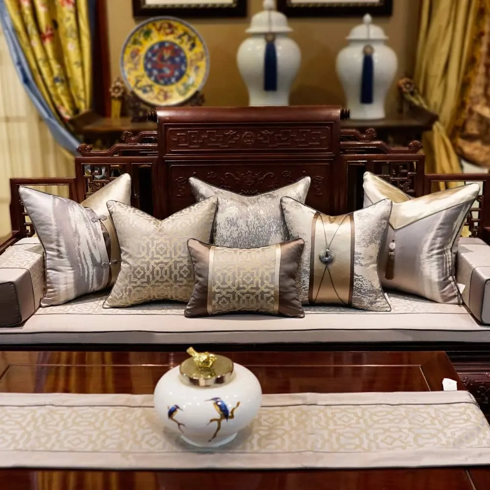 Avigers 24 x 24 Inches Chinese Style Grey Splash-Ink Cushion Cases Luxury Throw Pillow Covers Decorative Pillows for Couch Living Room Bedroom Car 60 x 60cm