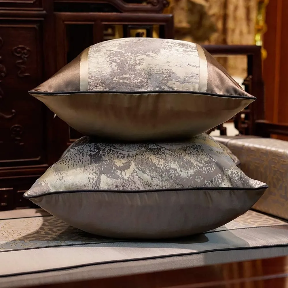 Avigers 24 x 24 Inches Chinese Style Grey Splash-Ink Cushion Cases Luxury Throw Pillow Covers Decorative Pillows for Couch Living Room Bedroom Car 60 x 60cm