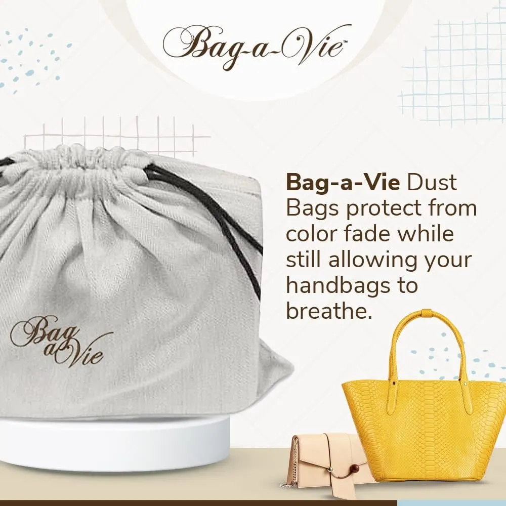 Bag-a-Vie Canvas Dust Bags - Handbag Closet & Travel Storage Organizer, Petite (17”x14)