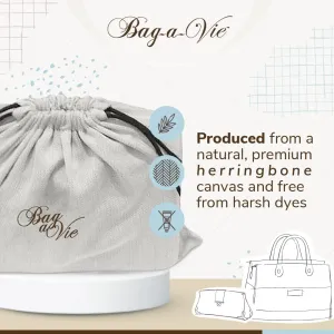 Bag-a-Vie Canvas Dust Bags - Handbag Closet & Travel Storage Organizer, Petite (17”x14)