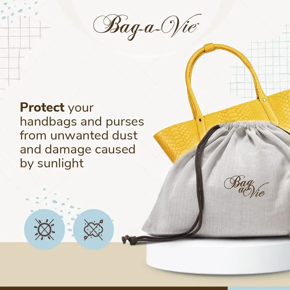 Bag-a-Vie Canvas Dust Bags - Handbag Closet & Travel Storage Organizer, Petite (17”x14)