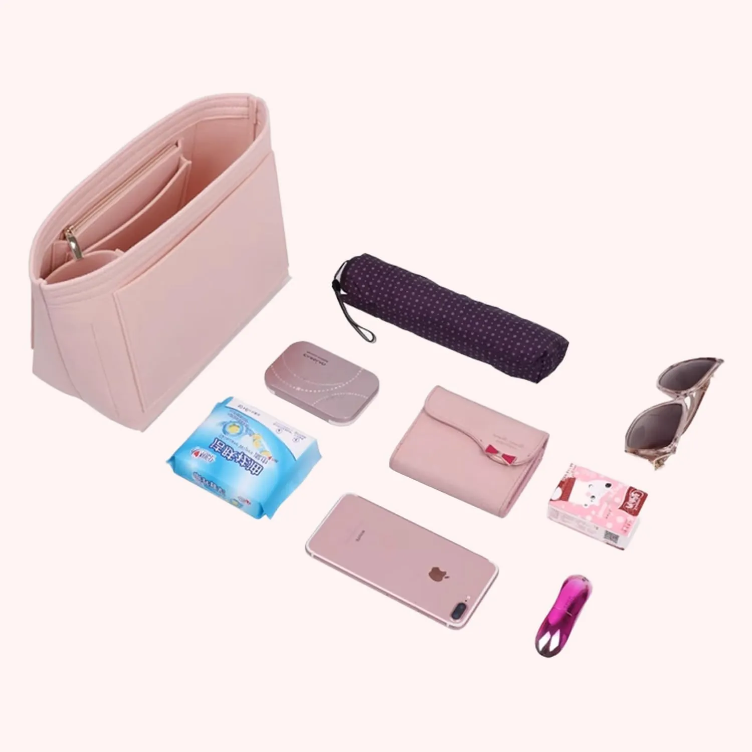 Bag Insert Organizer, purse accessories, Suitable For Longchamp long handle tote organizer (Grey, M（long handle）)