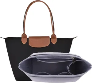 Bag Insert Organizer, purse accessories, Suitable For Longchamp long handle tote organizer (Grey, M（long handle）)
