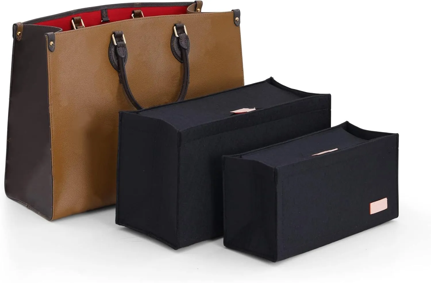 Bag Organizer Insert,Tote Bag Insert For On The Go,Neverfull organizer,Book tote Bag Insert Organizer,Handbag Storage,Tote Bag Felt Insert with Zipper Bag (Black With Cover, XL)