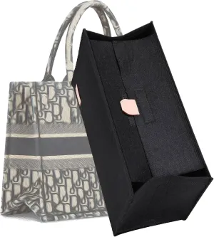 Bag Organizer Insert,Tote Bag Insert For On The Go,Neverfull organizer,Book tote Bag Insert Organizer,Handbag Storage,Tote Bag Felt Insert with Zipper Bag (Black With Cover, XL)