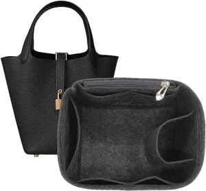 Bag Organizer Liner Storage Bag Insert for Hermes Picotin 22 (Black)