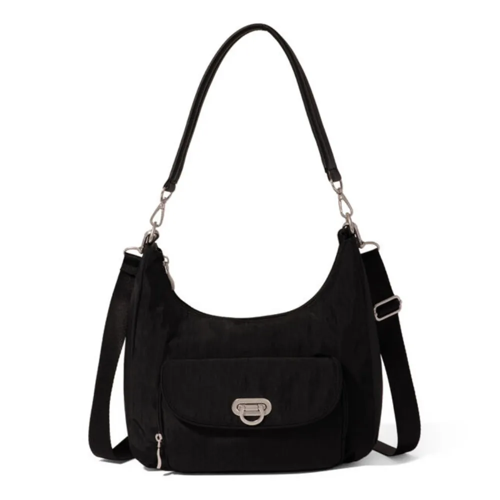 Baggallini Coastal Flip Lock Black Half Moon Bag (Women's)