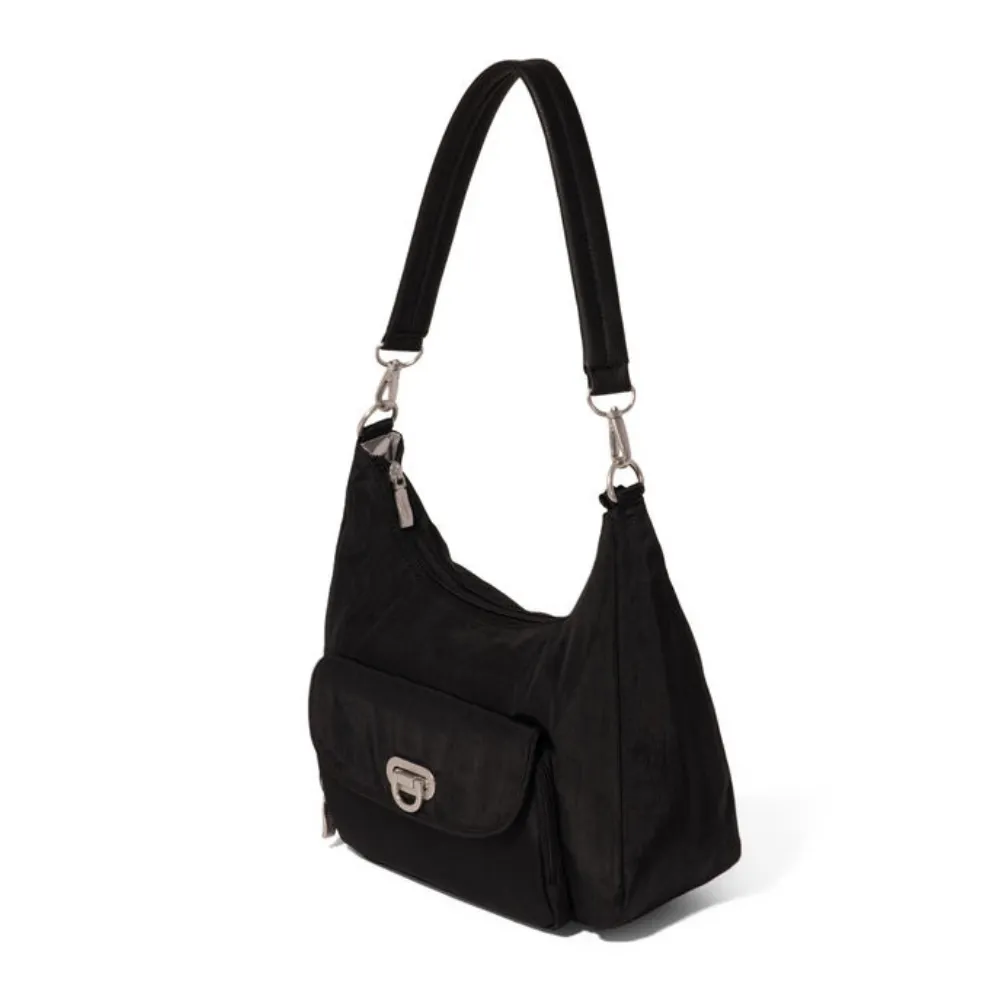 Baggallini Coastal Flip Lock Black Half Moon Bag (Women's)