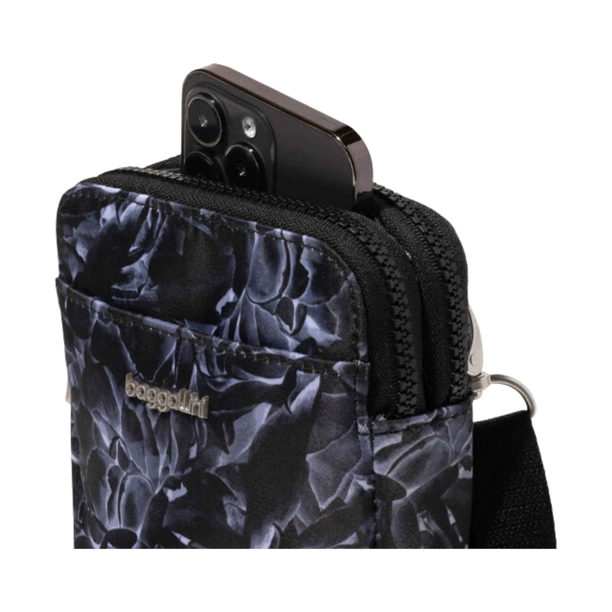 Baggallini Modern Take Two RFID Crossbody - Black Divine Rose