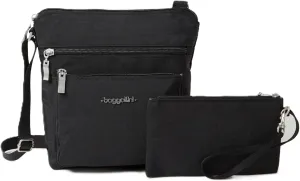 Baggallini Pocket Crossbody Bags for Women 8x8 Small Lightweight Durable Nylon Water-resistant Travel Purse W/Rfid Wristlet