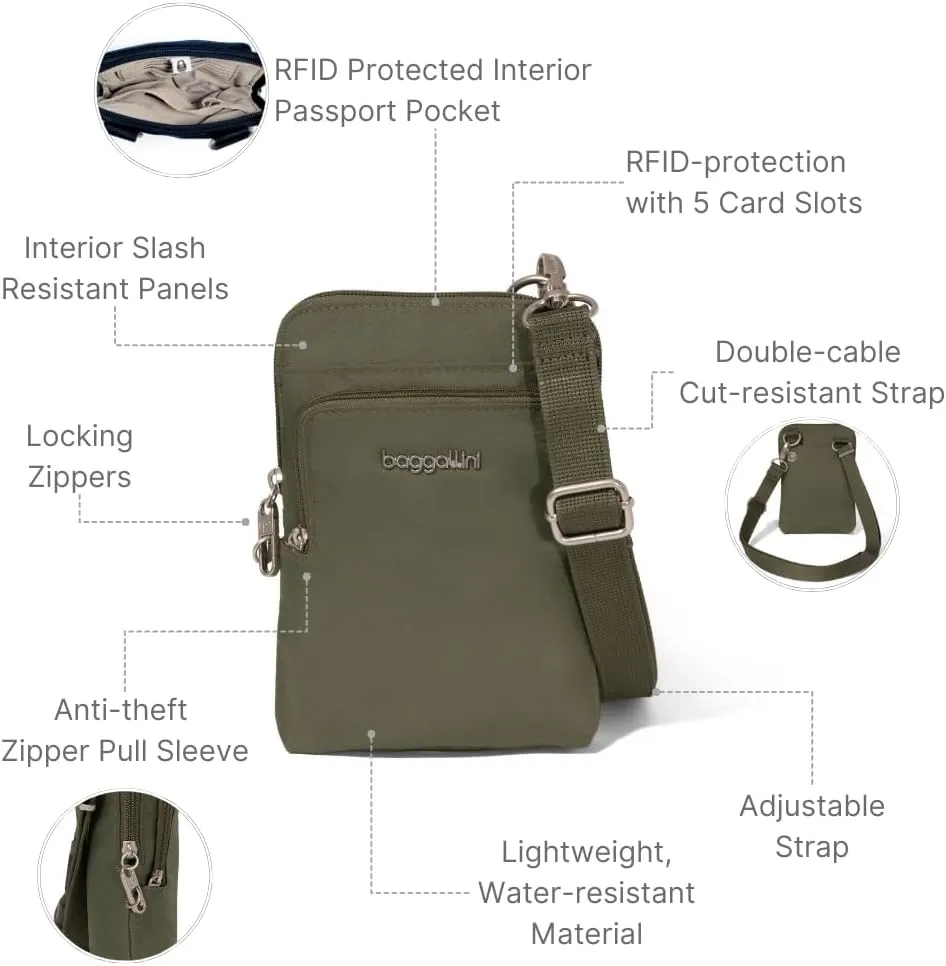 Baggallini Securtex Anti-Theft Activity Crossbody Bag