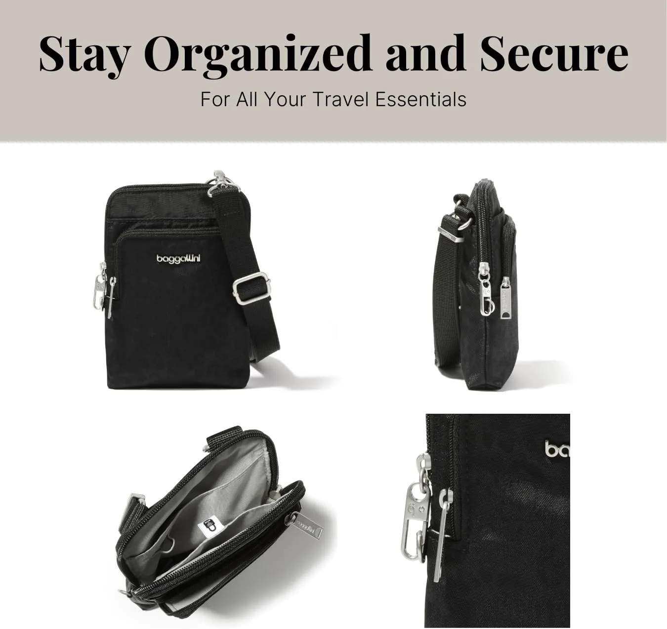 Baggallini Securtex Anti-Theft Activity Crossbody Bag