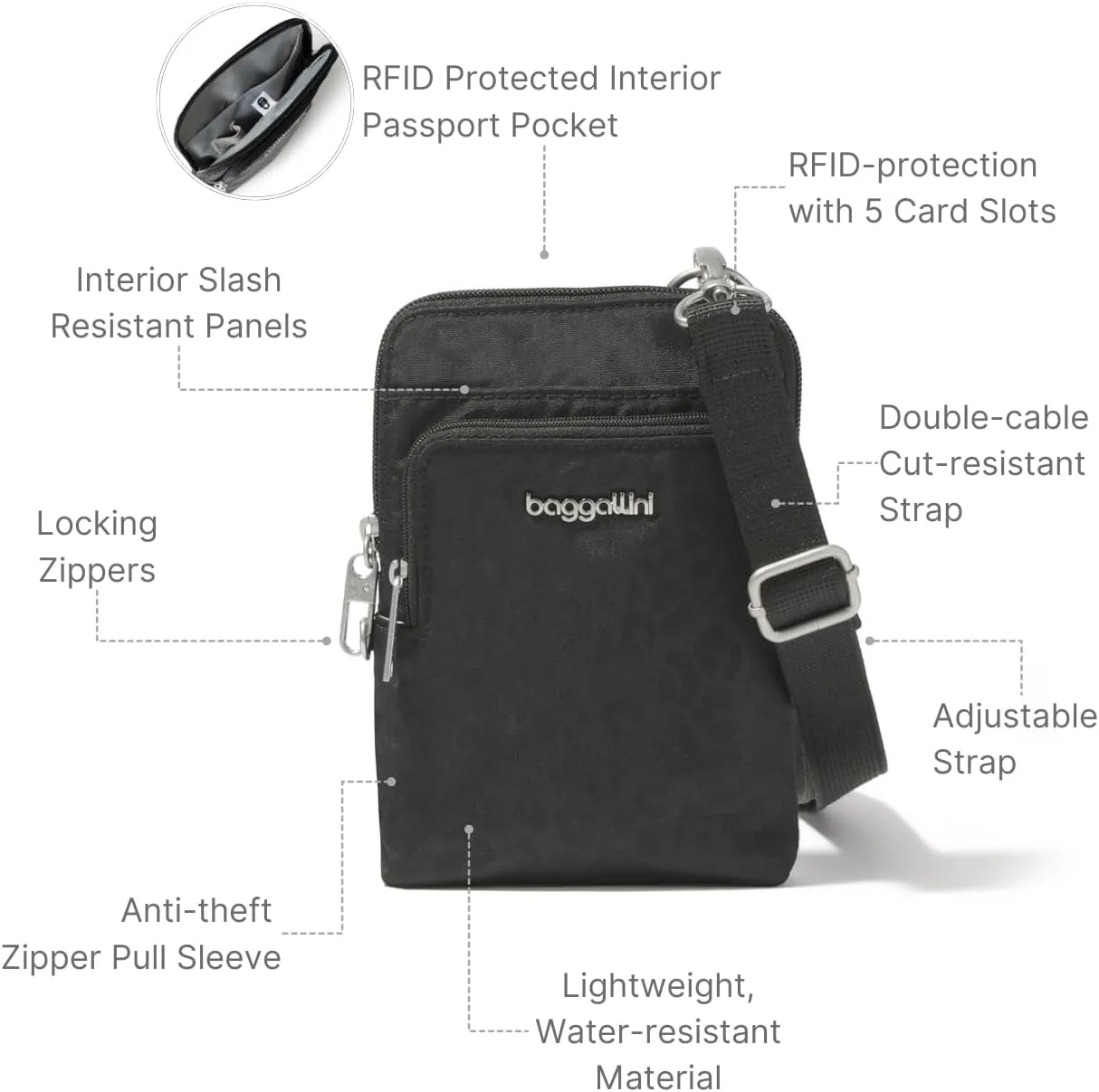 Baggallini Securtex Anti-Theft Activity Crossbody Bag