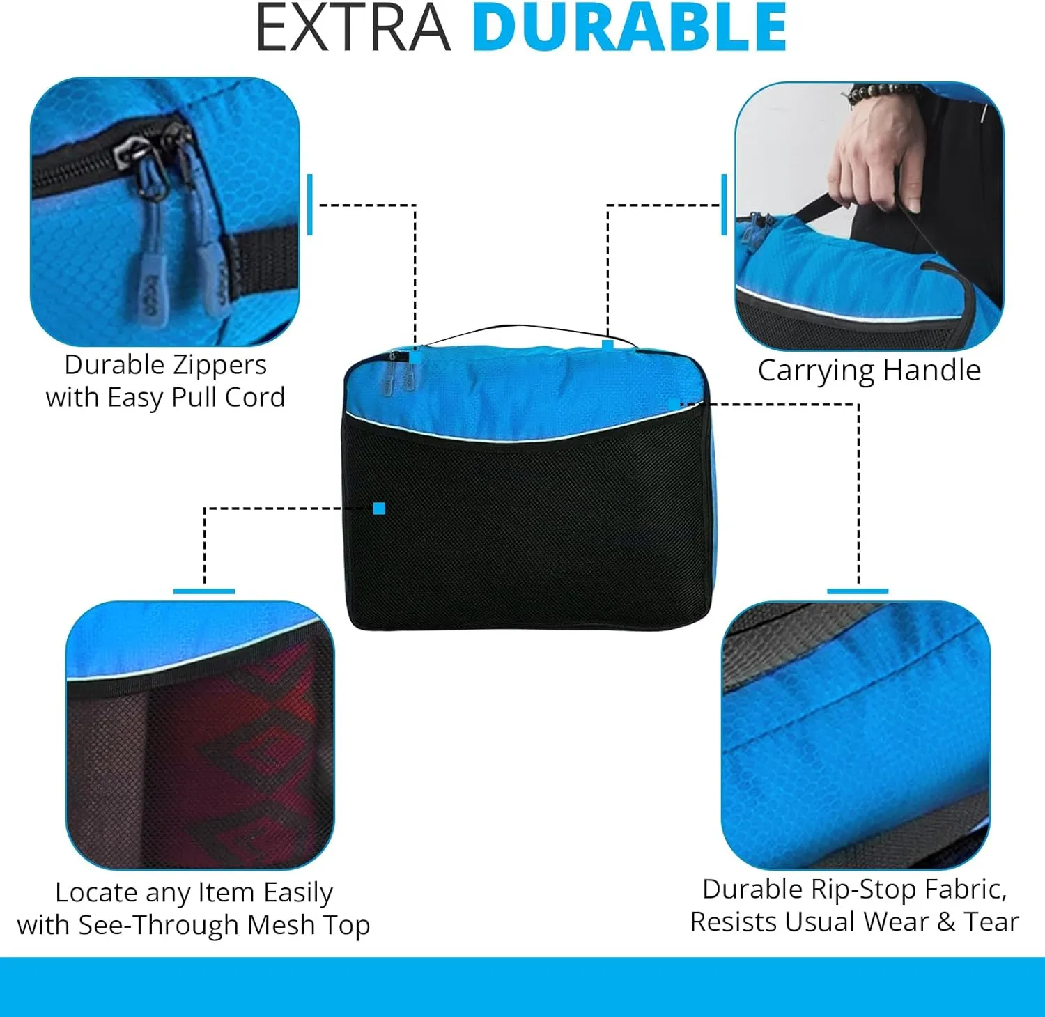 bago 8 Pcs Packing Cubes for Travel - 5 Travel Packing Cubes for Suitcases with 3 ZipLock Bags, Luggage Organizer Bags to Get Maximum Storage, Save Time & Effort to Pack (Black Blue Purple Green Pink)
