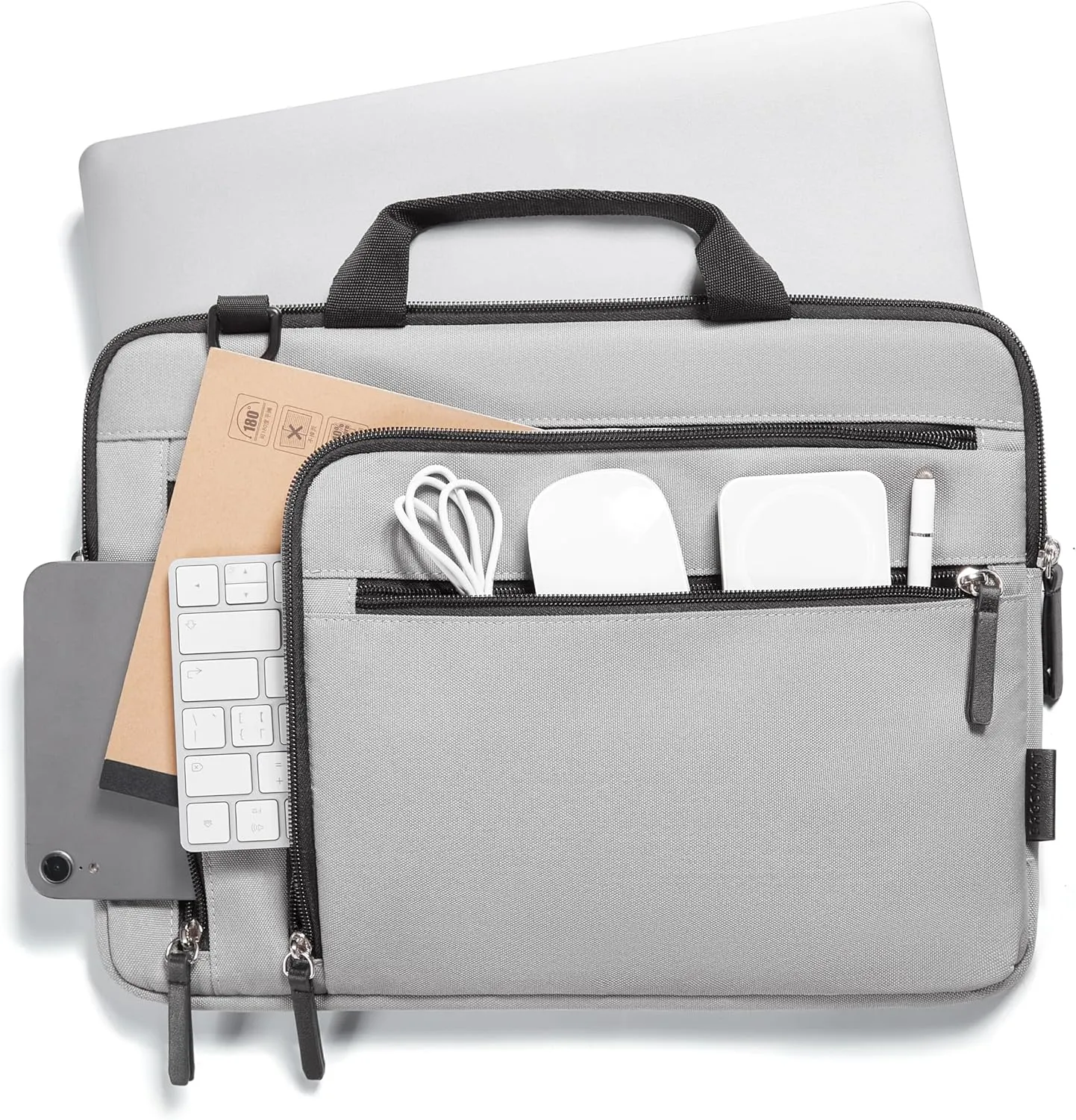 BAGSMART 13-14 Inch Laptop Case Bag, Protective Laptop Sleeve with Multiple Compartments for MacBook Air/Pro 13.3 Inch, Lightweight Water Resistant Laptop Bag for Men Fitted with Dell HP Lenovo, Gray