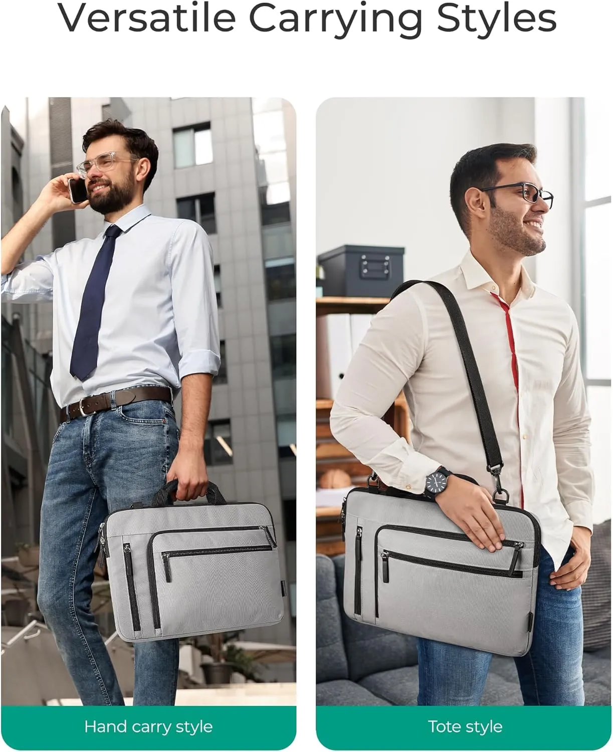 BAGSMART 15-16 Inch Laptop Case Bag, Protective Laptop Sleeve with Multiple Compartments for MacBook Air/Pro 15.6 Inch, Lightweight Water Resistant Laptop Bag for Men Fitted with Dell HP Lenovo, Gray