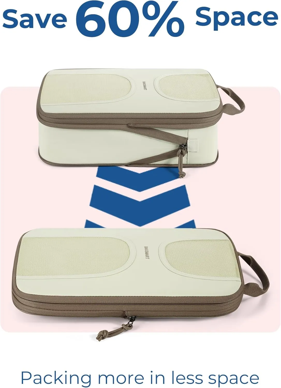 BAGSMART 6 Set Packing Cubes for Suitcases, Lightweight Suitcase Organizers & Compression Travel Cubes