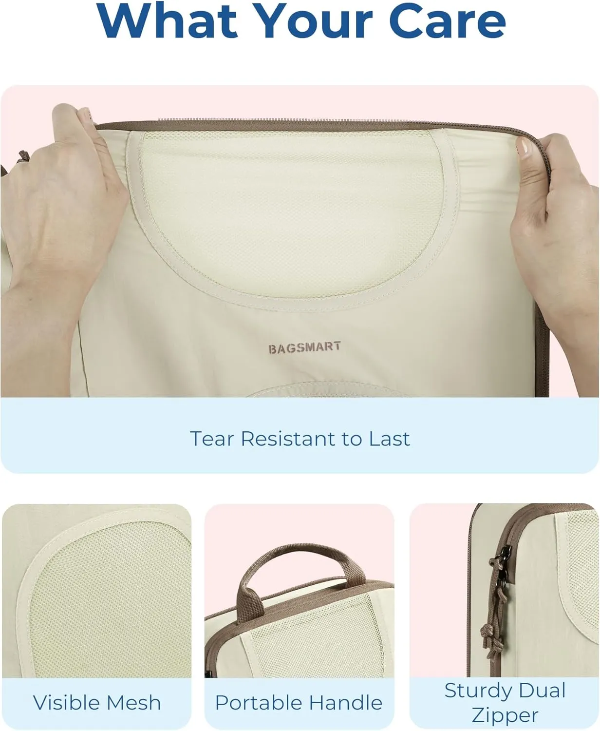 BAGSMART 6 Set Packing Cubes for Suitcases, Lightweight Suitcase Organizers & Compression Travel Cubes