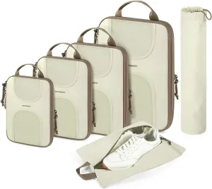 BAGSMART 6 Set Packing Cubes for Suitcases, Lightweight Suitcase Organizers & Compression Travel Cubes