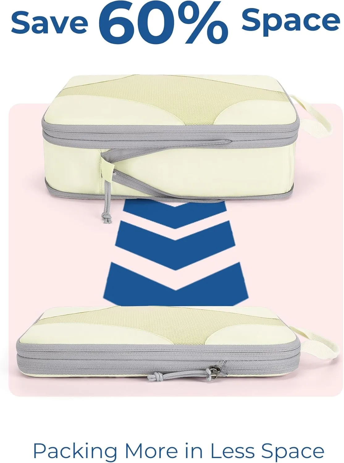 BAGSMART Compression Packing Cubes for Travel, Compressible Luggage Organizer for Cruise Ship, Lightweight Travel Essentials 6-Pack 1L 2M 2S 1Shoe Bag