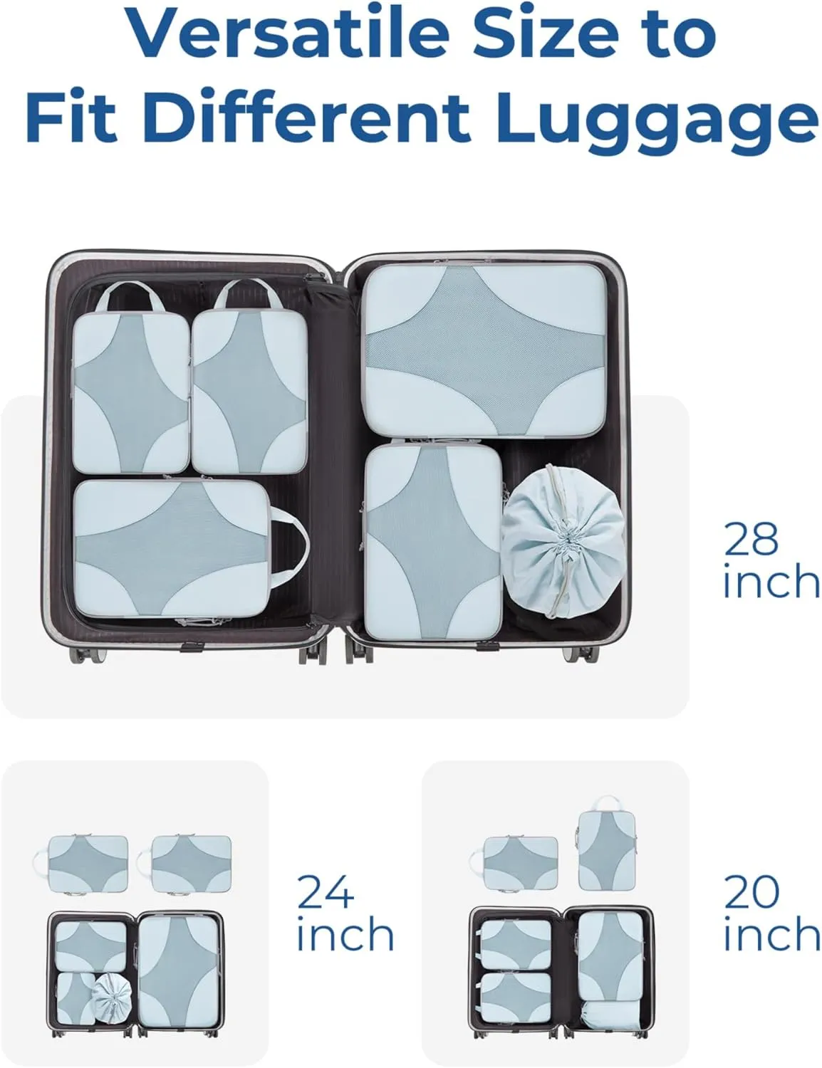 BAGSMART Compression Packing Cubes for Travel, Compressible Luggage Organizer for Cruise Ship, Lightweight Travel Essentials 6-Pack 1L 2M 2S 1Shoe Bag