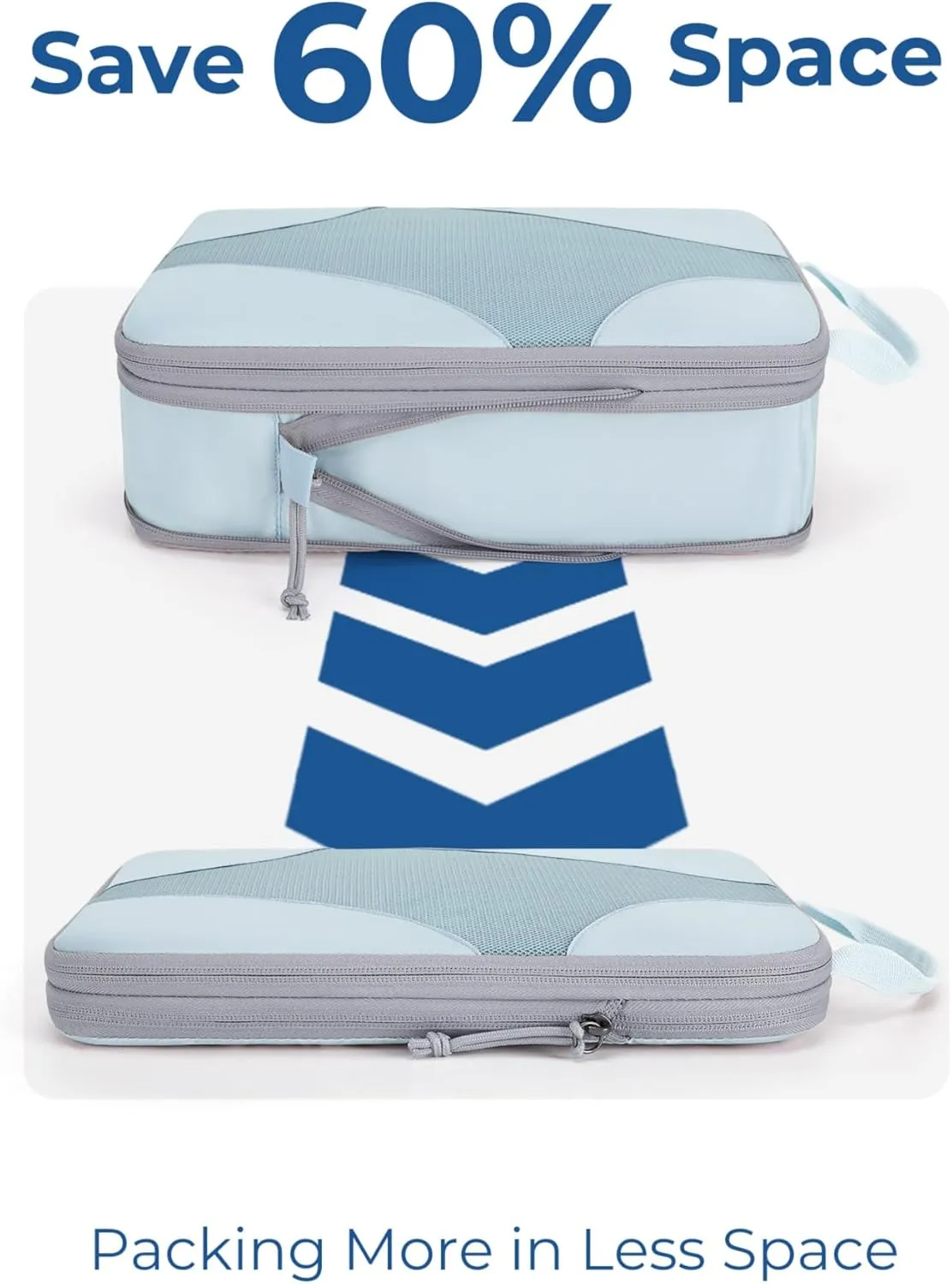 BAGSMART Compression Packing Cubes for Travel, Compressible Luggage Organizer for Cruise Ship, Lightweight Travel Essentials 6-Pack 1L 2M 2S 1Shoe Bag
