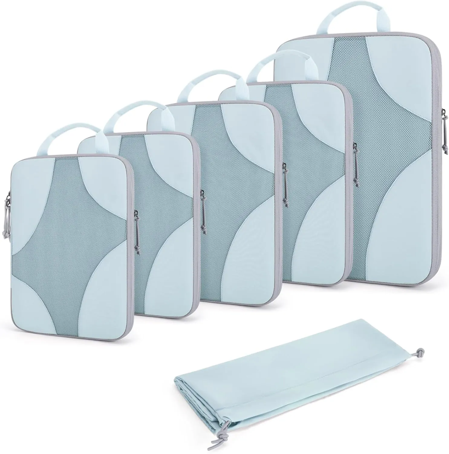 BAGSMART Compression Packing Cubes for Travel, Compressible Luggage Organizer for Cruise Ship, Lightweight Travel Essentials 6-Pack 1L 2M 2S 1Shoe Bag