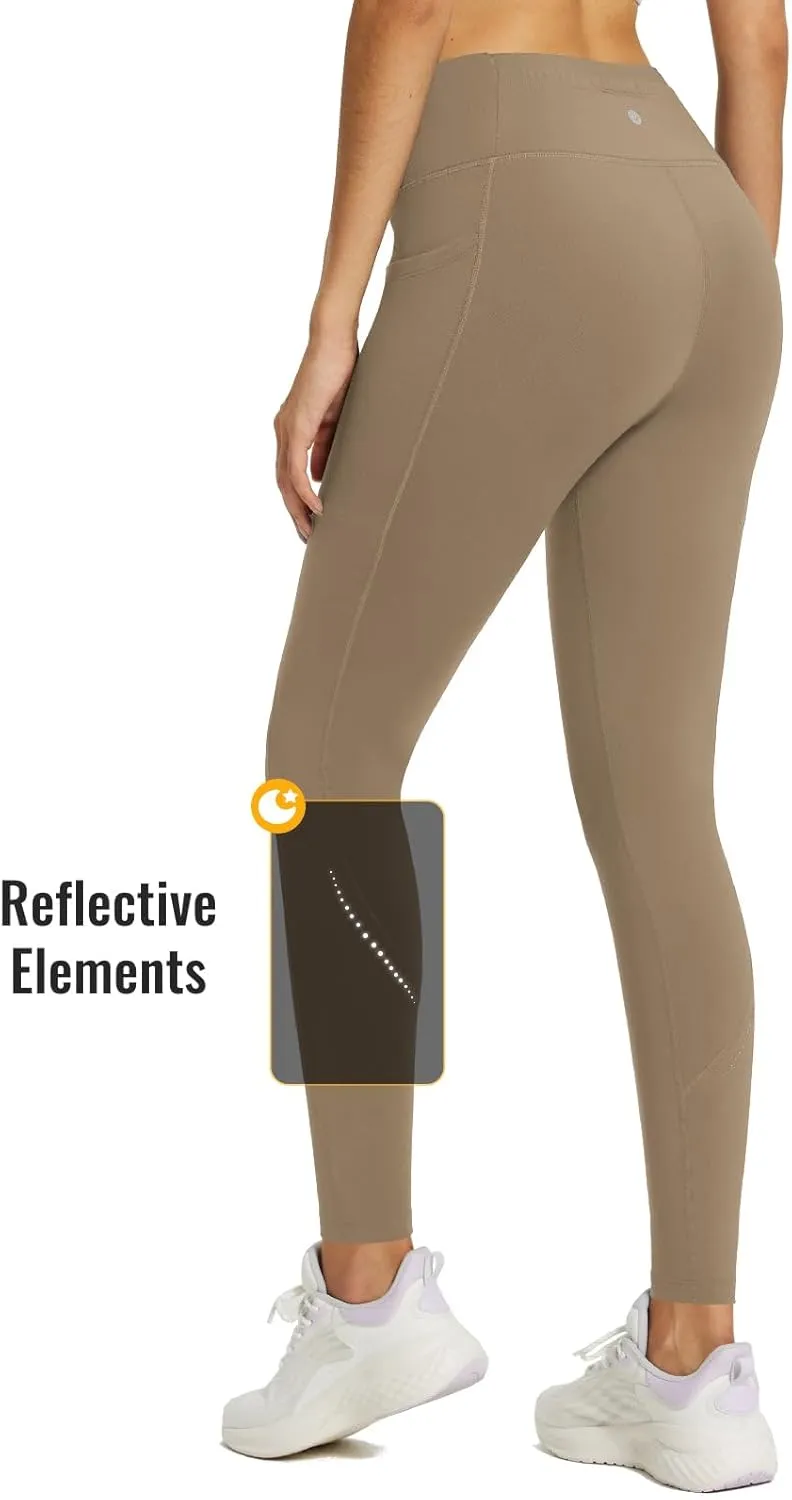 baleaf Fleece Lined Leggings Women Waterproof Thermal Pants Winter Workout Running Tights with Pockets Cold Weather Gear