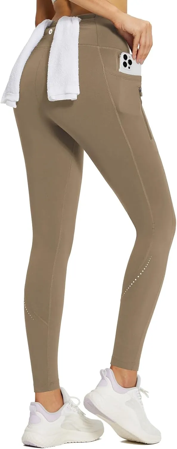 baleaf Fleece Lined Leggings Women Waterproof Thermal Pants Winter Workout Running Tights with Pockets Cold Weather Gear