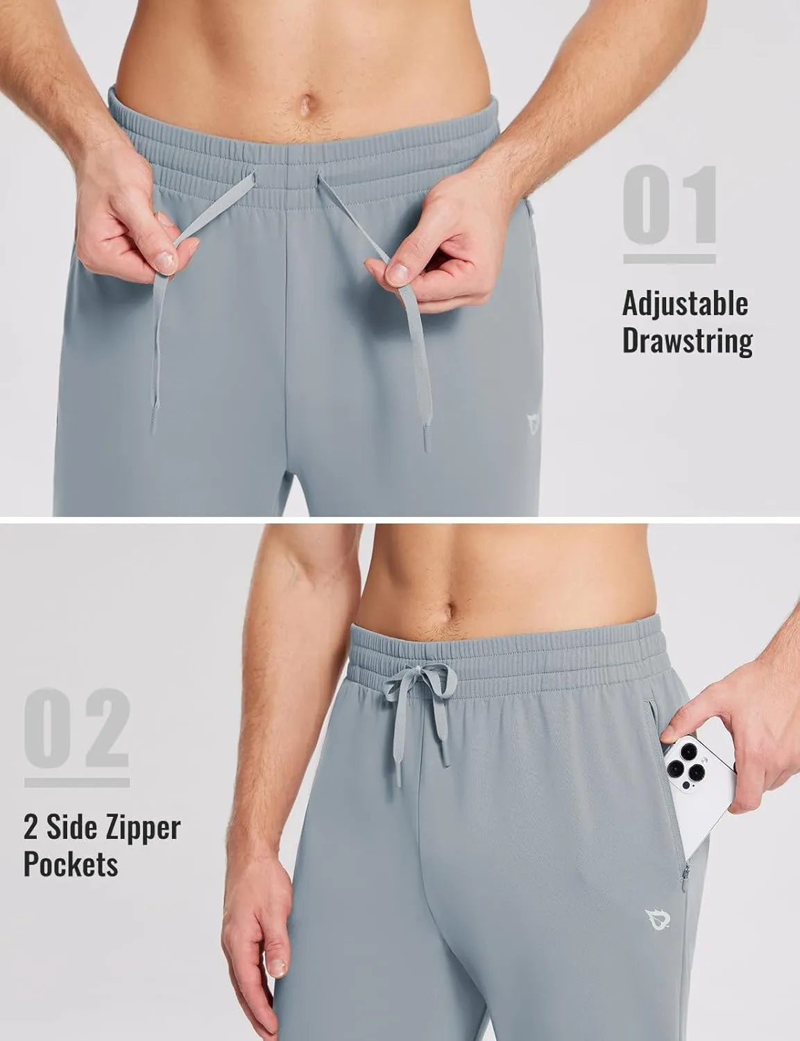 baleaf Men's Fleece Lined Joggers Winter Athletic Sweatpants Thermal Hiking Workout Running Pants with Zipper Pockets