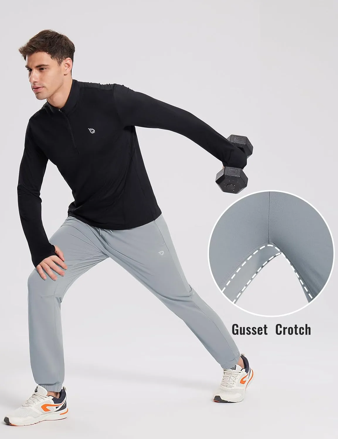 baleaf Men's Fleece Lined Joggers Winter Athletic Sweatpants Thermal Hiking Workout Running Pants with Zipper Pockets