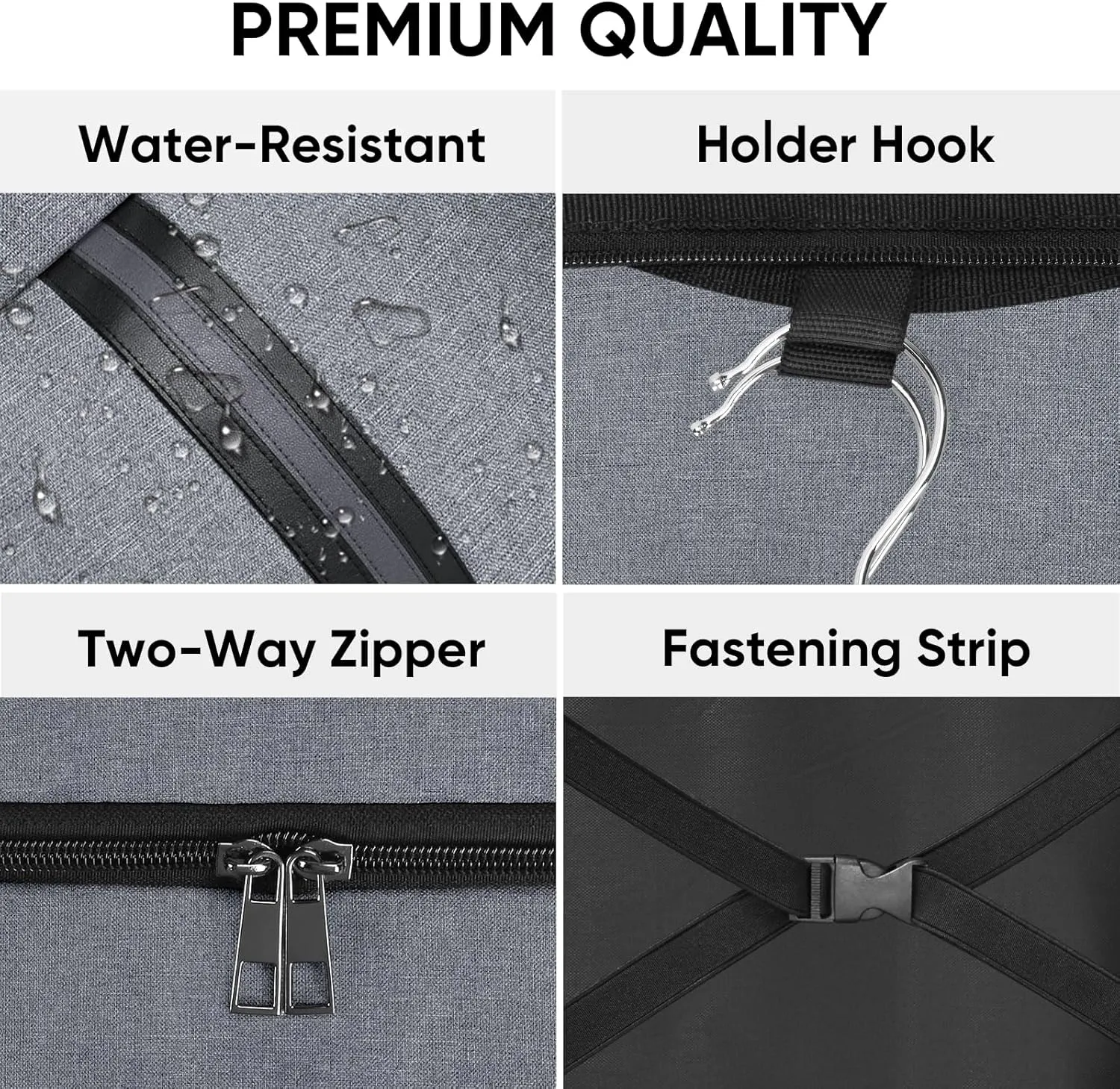 BALEINE Travel Garment Bag, Travel Suit Bag for Men, 42'' Waterproof Carry on Garment Bags for Hanging Clothes, Garment Duffel Bag for Travel Business (Grey)