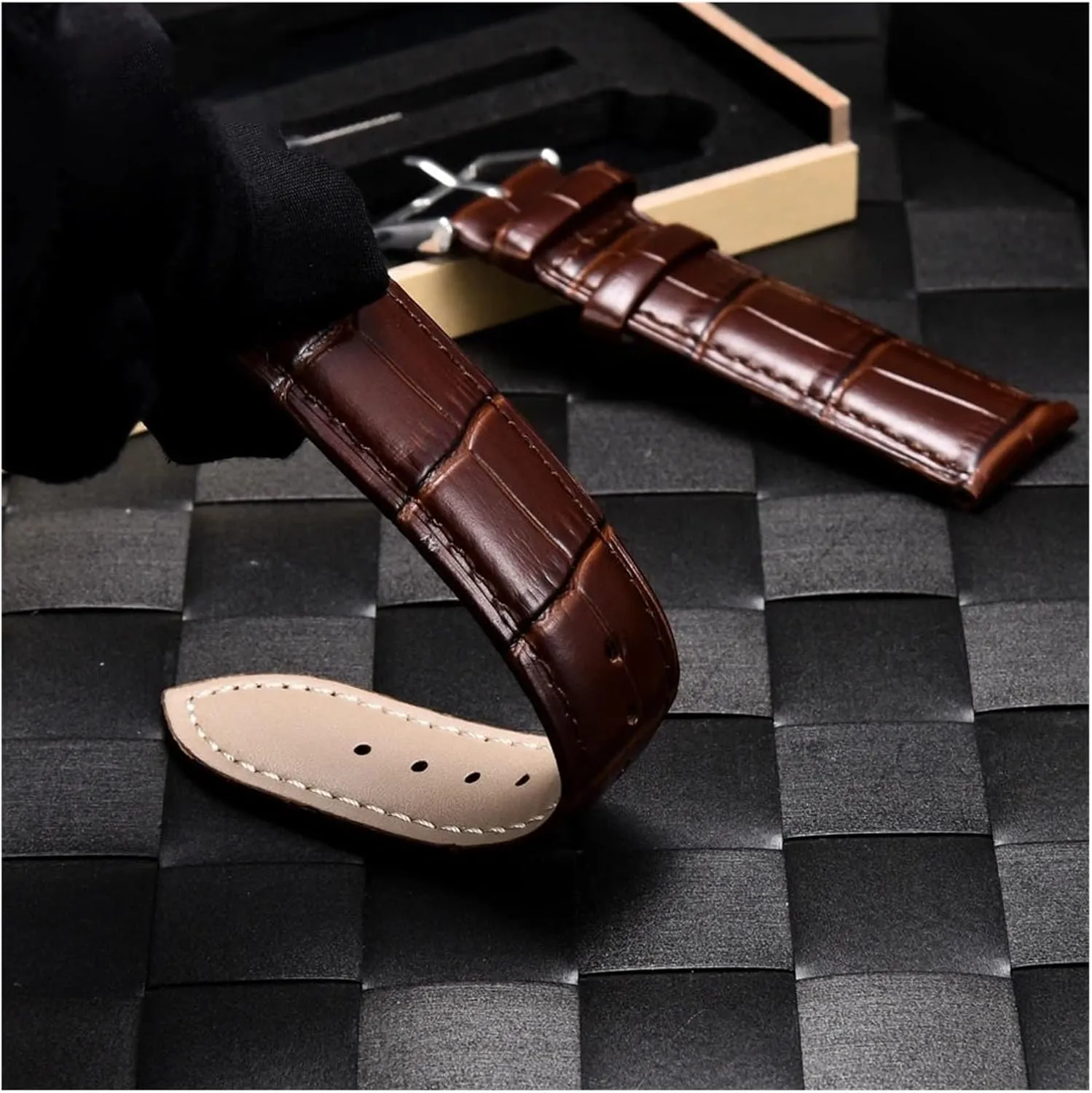 Bamboo Patterned Leather Strap 18mm 20mm 22mm 24mm Men's And Women's Business Calf Leather Strap With Gift Box