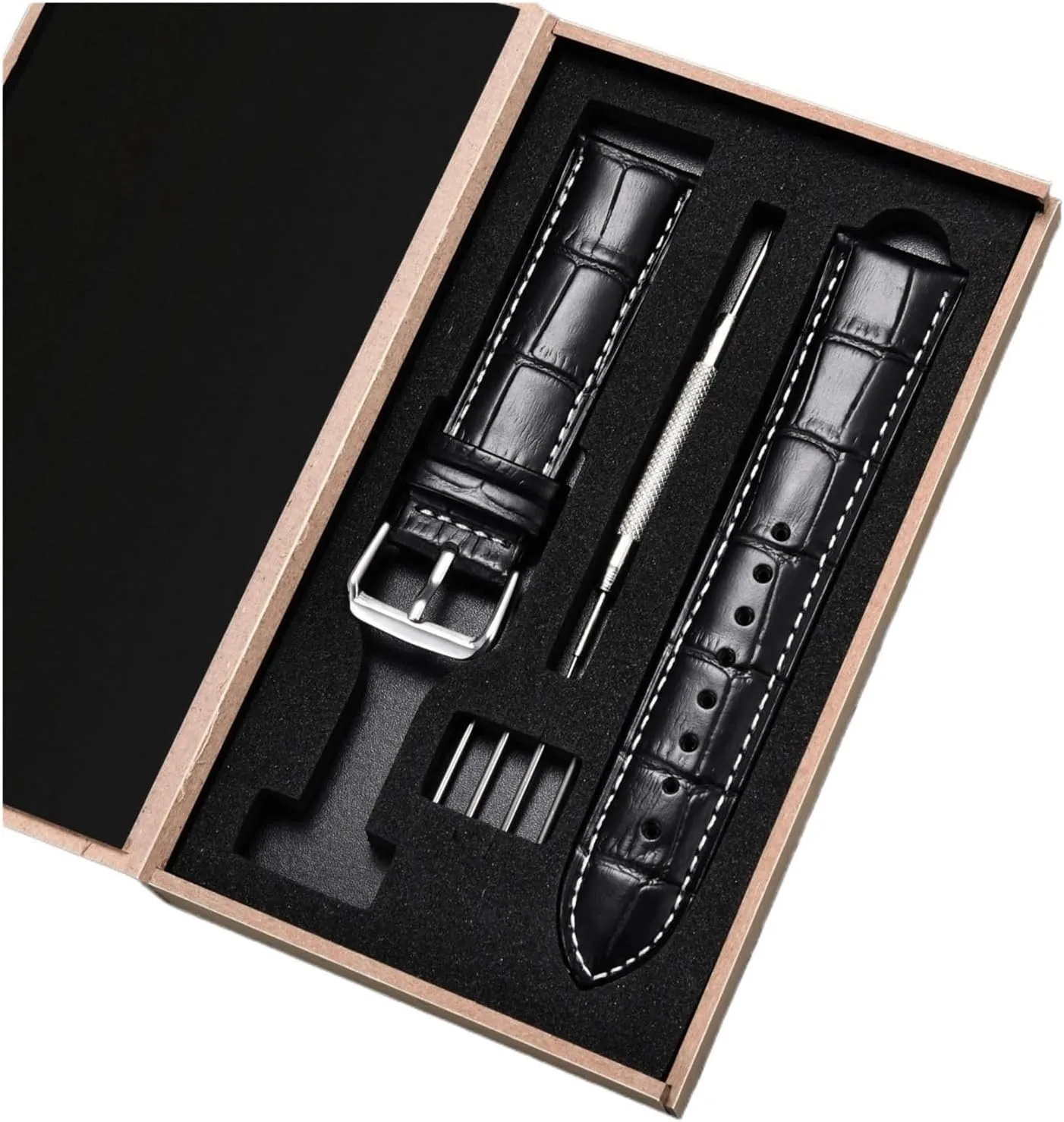 Bamboo Patterned Leather Strap 18mm 20mm 22mm 24mm Men's And Women's Business Calf Leather Strap With Gift Box