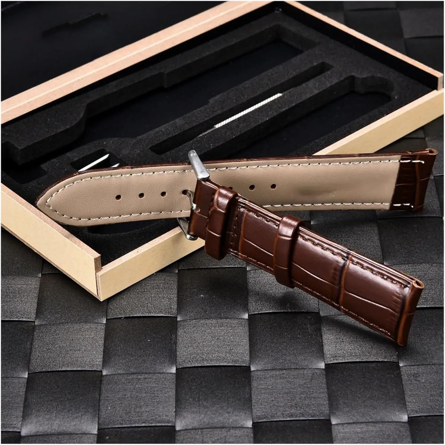 Bamboo Patterned Leather Strap 18mm 20mm 22mm 24mm Men's And Women's Business Calf Leather Strap With Gift Box
