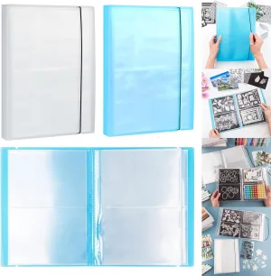 BAOFALI 2 Set /20 Pages 80 Pockets Large Clear Sticker Photo Storage Album; Storage Book Organizer Folder for Postcards Stickers, Photo, Clear Stamps and Cutting Dies 17.5x11x1.38inch (Clear Blue)
