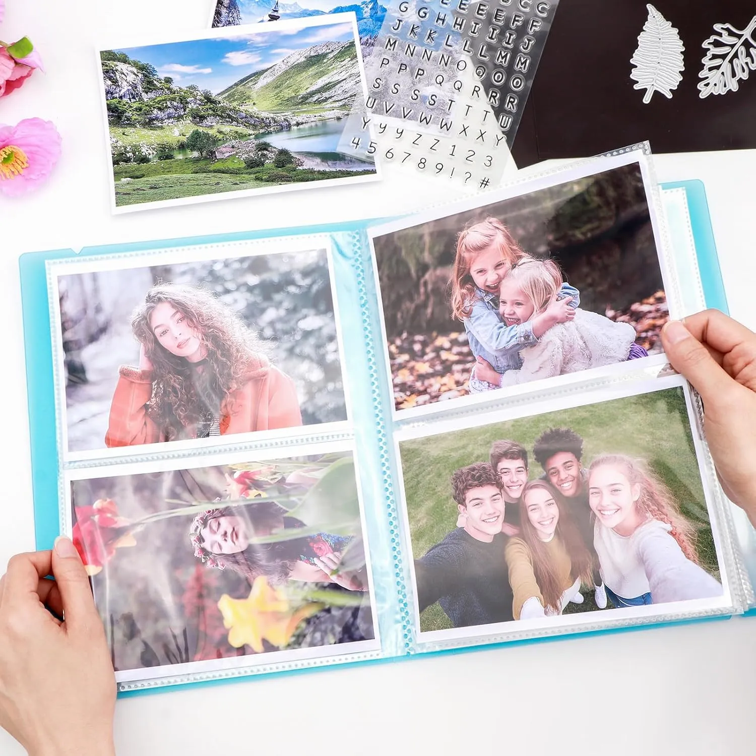 BAOFALI 2 Set /20 Pages 80 Pockets Large Clear Sticker Photo Storage Album; Storage Book Organizer Folder for Postcards Stickers, Photo, Clear Stamps and Cutting Dies 17.5x11x1.38inch (Clear Blue)